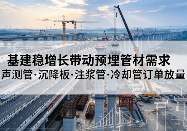 江汉基建稳增长带动预埋监测管材需求，声测管、沉降板、注浆管订单持续放量